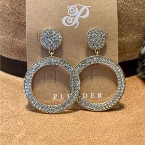 Plunder Gold Crystal Pavé Open Hoop Drop Earrings
